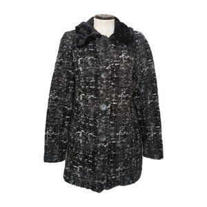 Maria Sole Italy Cardigan Sweater Jacket Woman's M Black White Wool Blend -lp